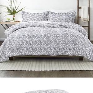 Kaycie Gray Fashion Premium Ultra Soft 3PC Coarse Paisley Print Duvet Cover Set